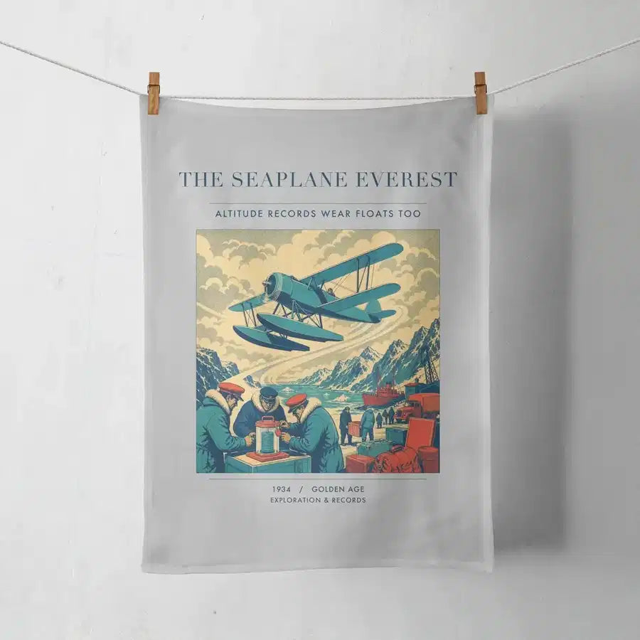 VINTAGE G4296 - The Seaplane Everest - Designed Towels design on lightgray