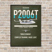 Thumbnail for Tecnam P2006T vertical canvas print - framed - green army background