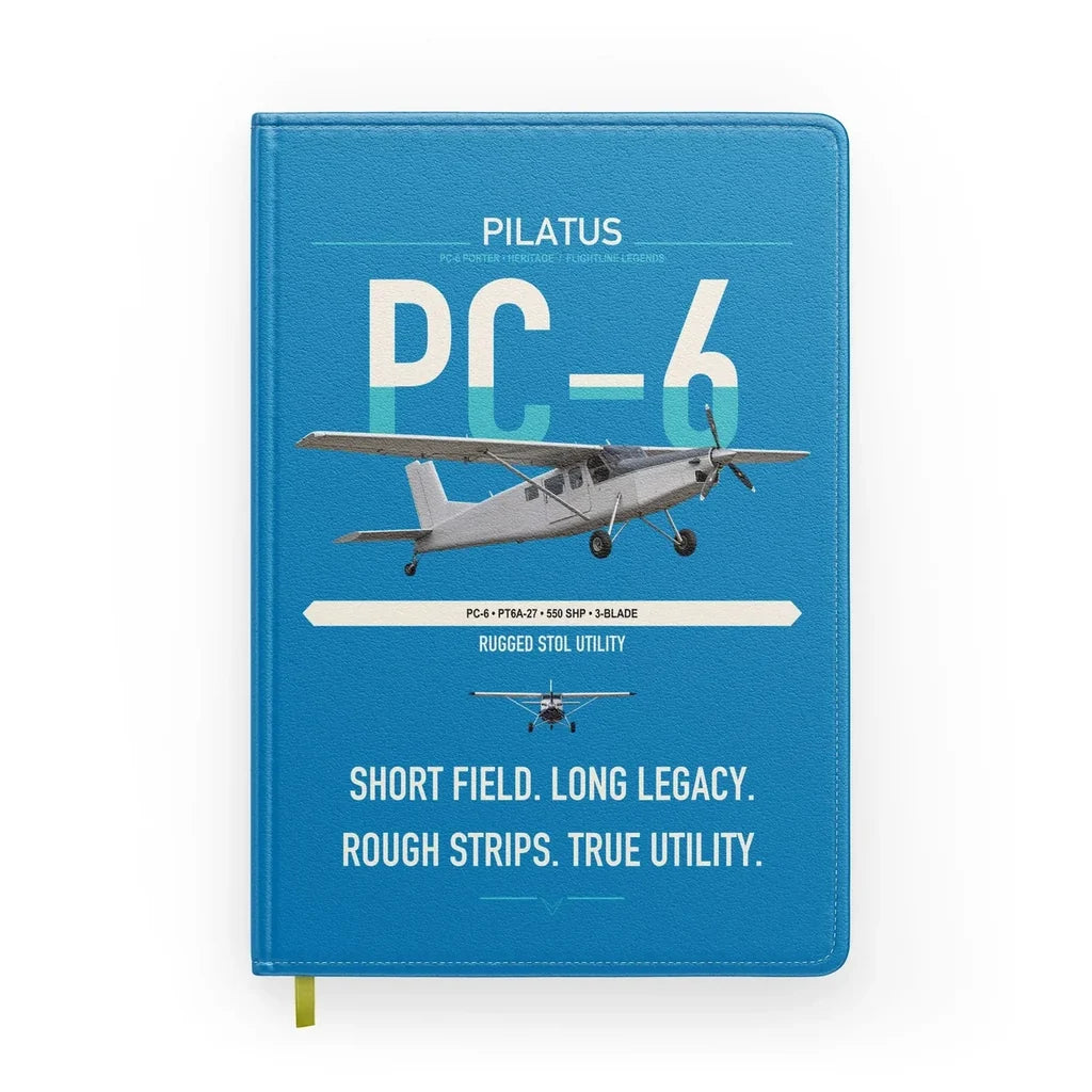 Pilatus PC-6 Porter design on turquoise notebook