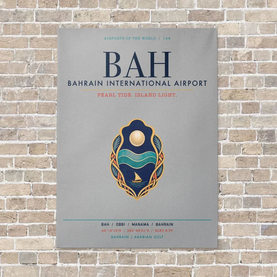 Bahrain International Airport BAH vertical canvas print - no frame - light gray background