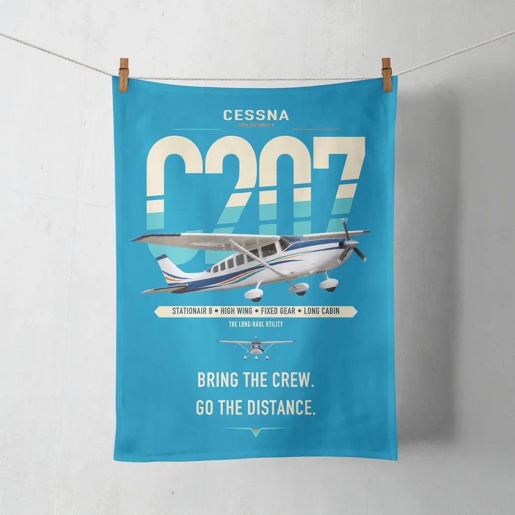 Cessna T207A Stationair 8 design on turquoise towel