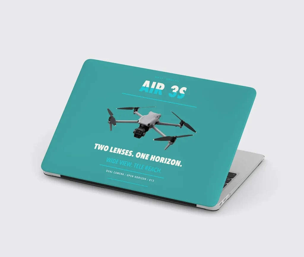 DJI Air 3S design on turquoise MacBook case