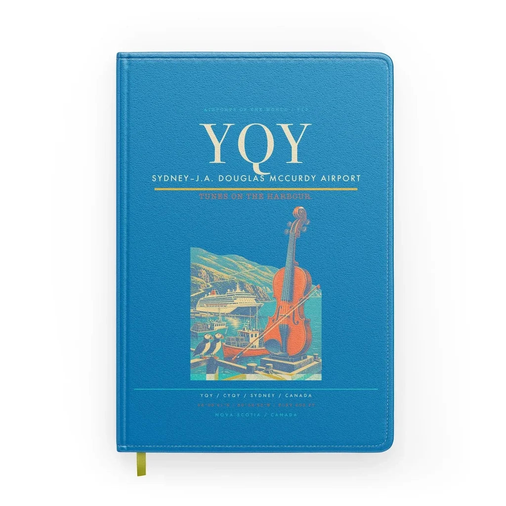 Sydney–J.A. Douglas McCurdy Airport (YQY) design on turquoise notebook