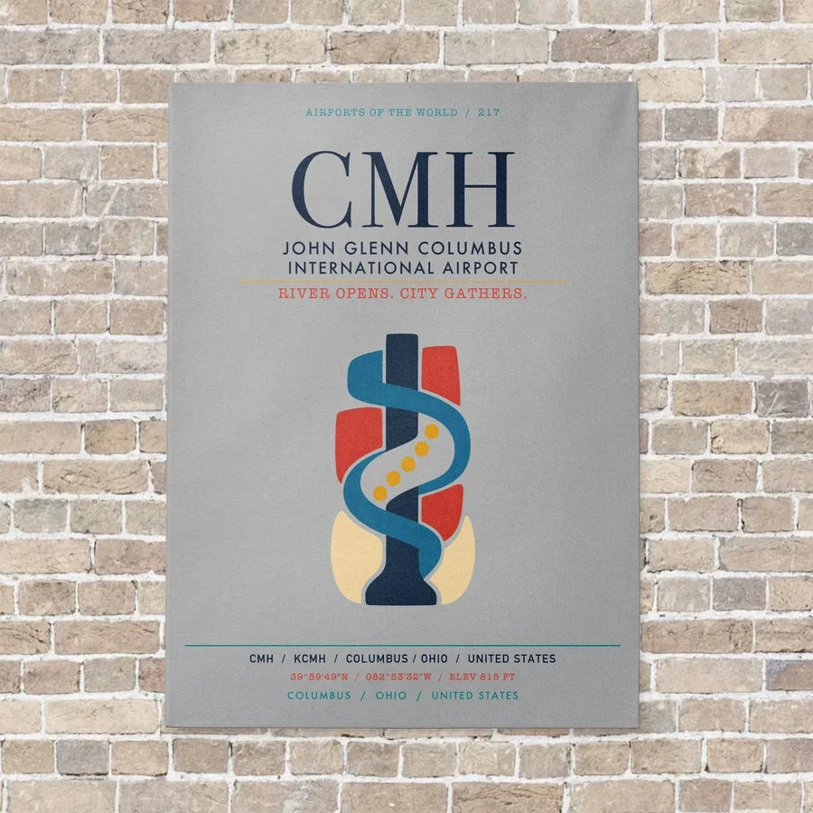 John Glenn Columbus International Airport CMH vertical canvas print - no frame - light gray background