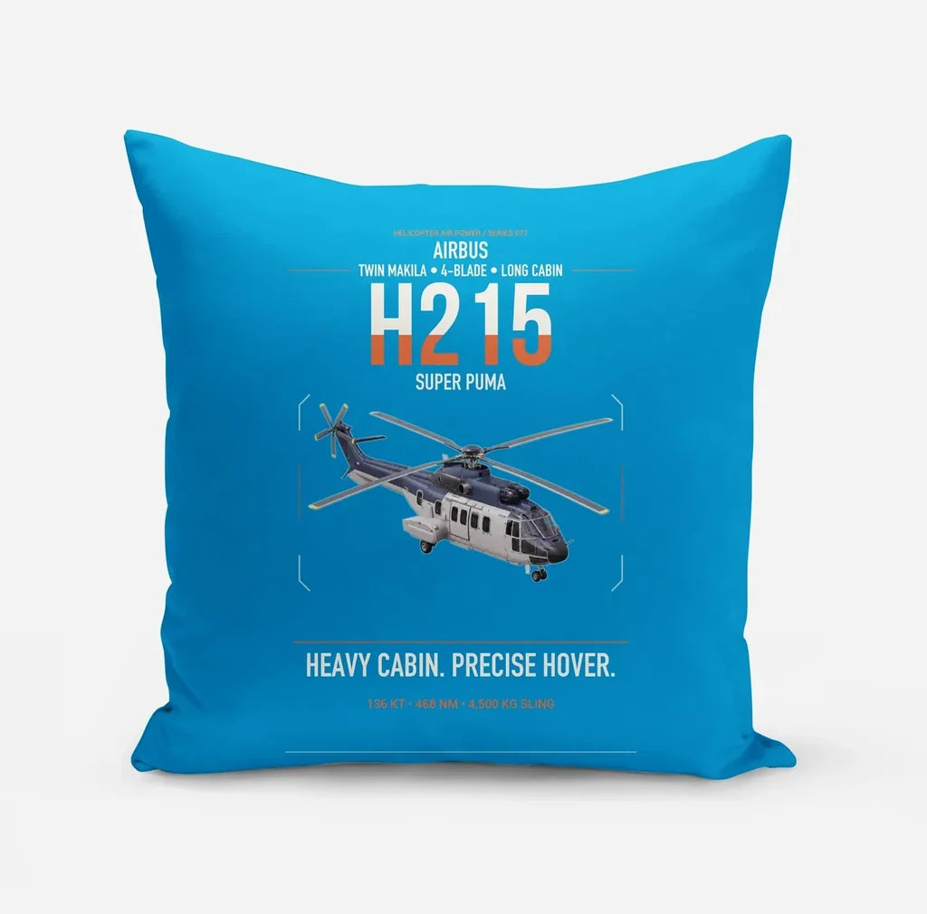 Airbus H215 design on turquoise pillow