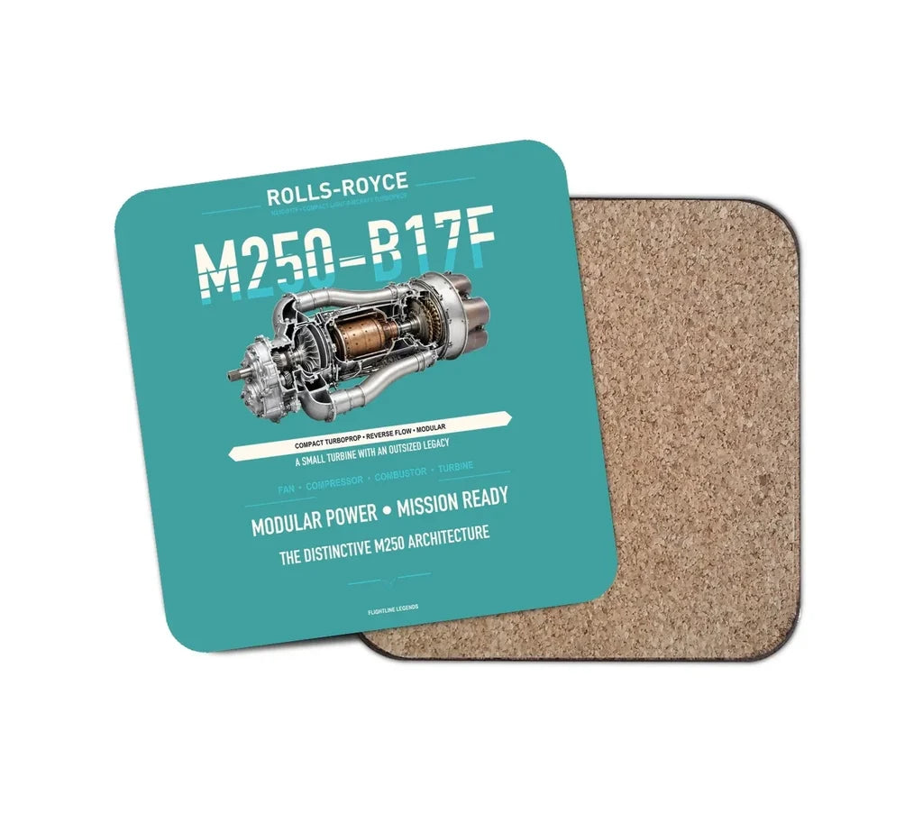 M250-B17F design on turquoise 1 piece coaster