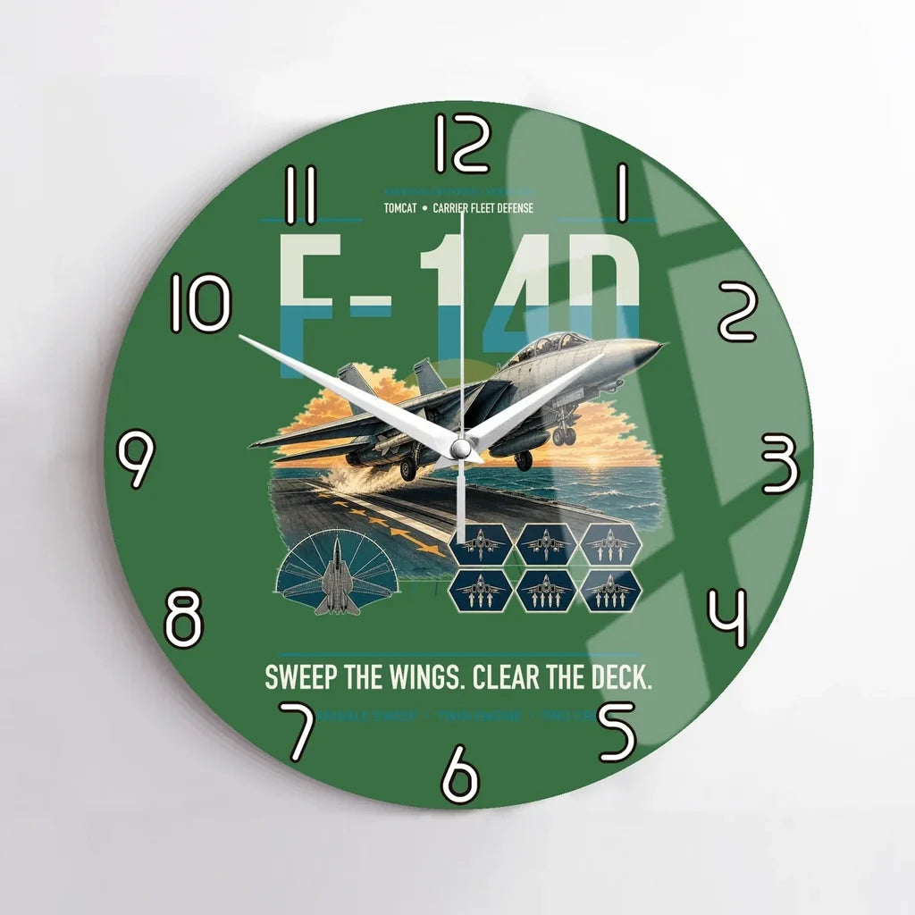 F-14D Tomcat design on green no frame wall clock