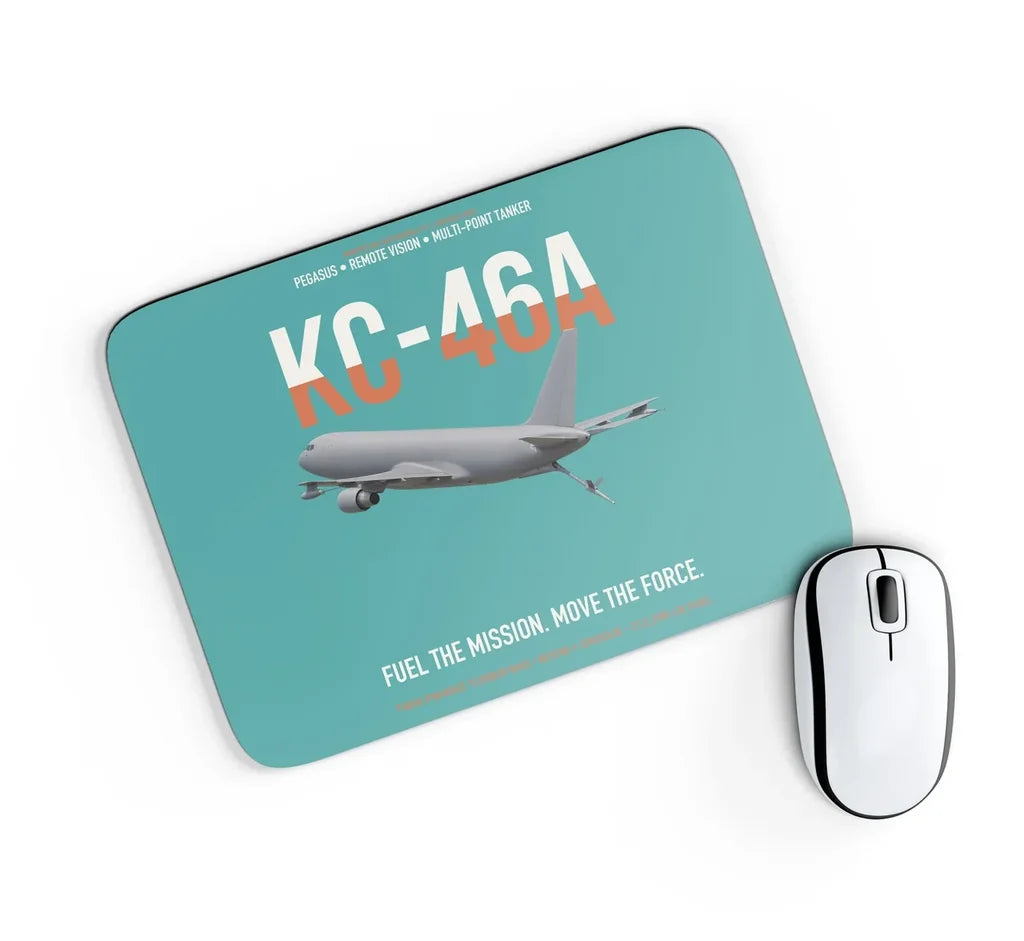 KC-46A PEGASUS design on turquoise rectangle mouse pad