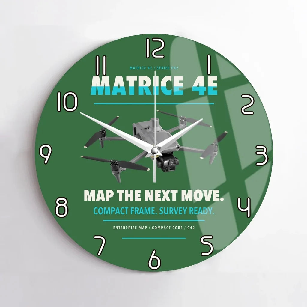 DJI Matrice 4E design on green no frame wall clock
