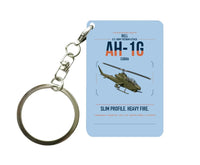 Thumbnail for Bell AH-1G Cobra design on light blue designed key chain, double-side print