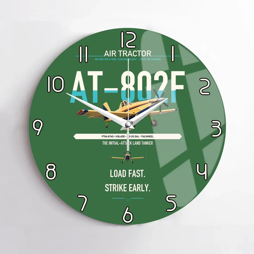 Air Tractor AT-802F design on green no frame wall clock