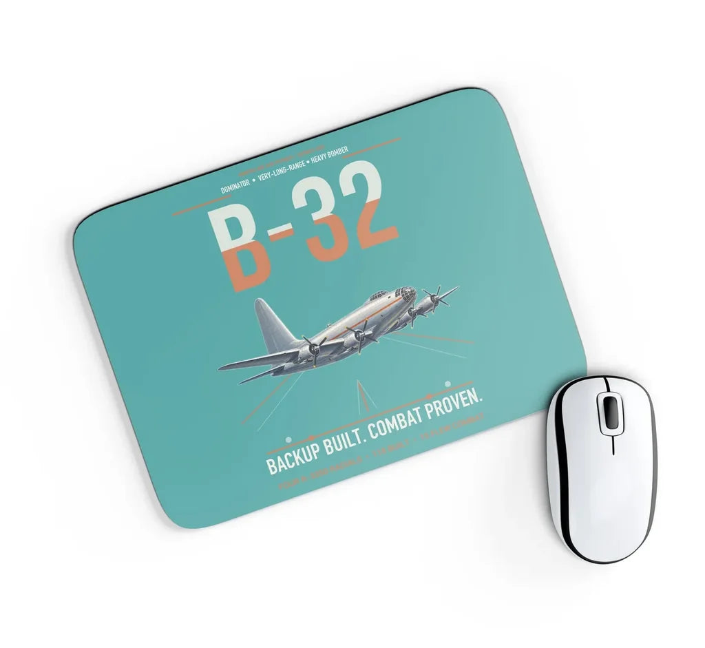 B-32 Dominator design on turquoise rectangle mouse pad