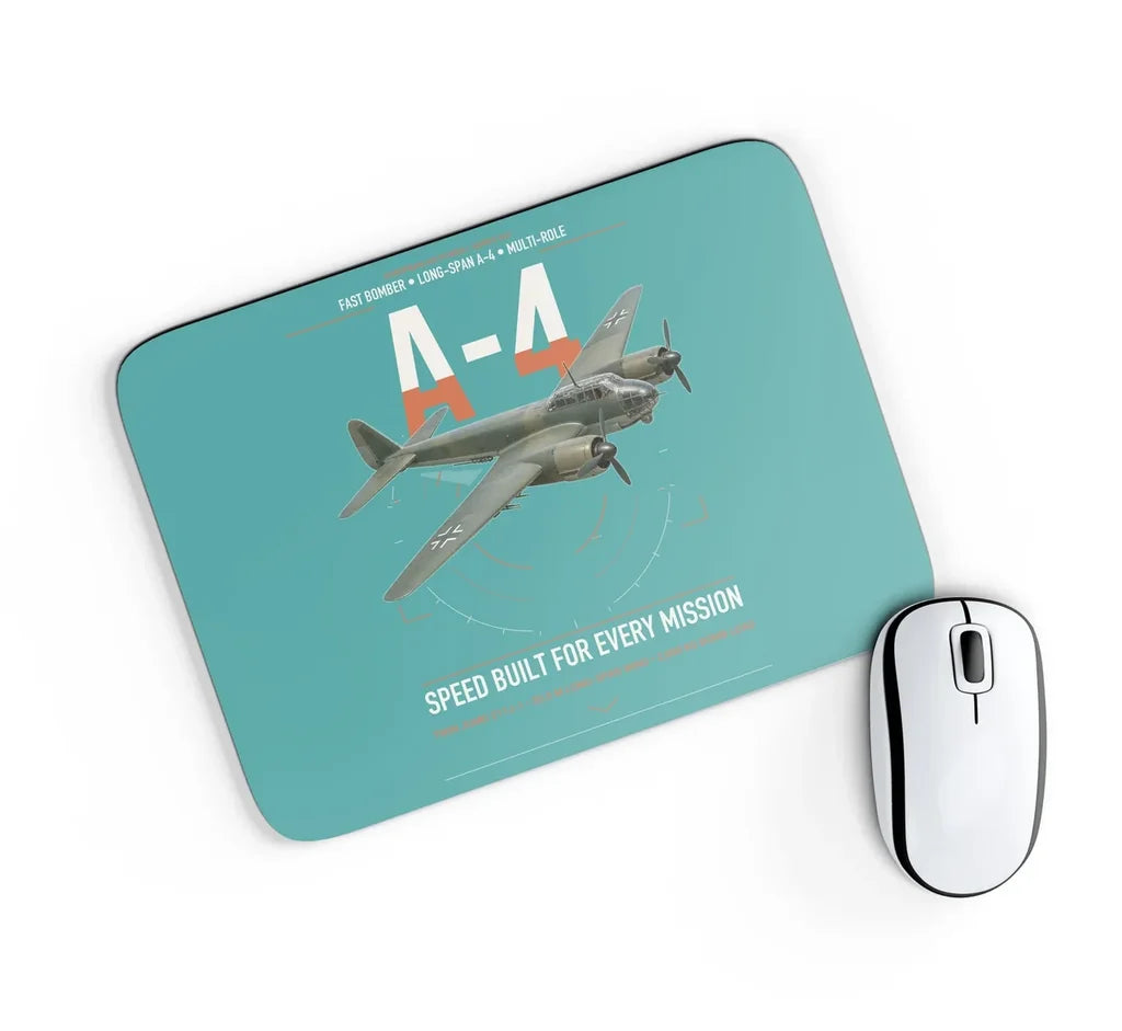 Junkers Ju 88A-4 design on turquoise rectangle mouse pad