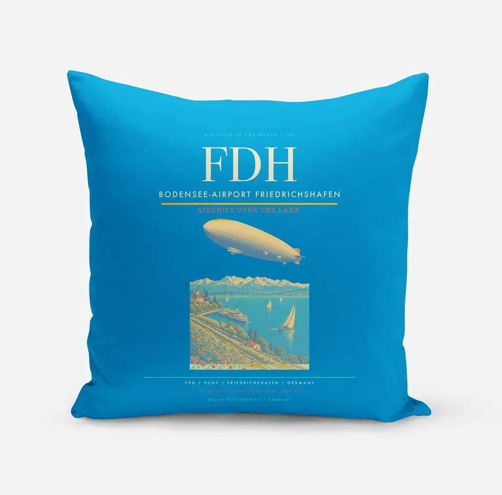Bodensee-Airport Friedrichshafen (FDH) design on turquoise pillow