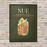 Thumbnail for Nuremberg Airport NUE vertical canvas print - framed - green army background