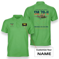 Thumbnail for Savoia-Marchetti SM.79-II Sparviero design on light green+name double-side polo t-shirt, double-side print