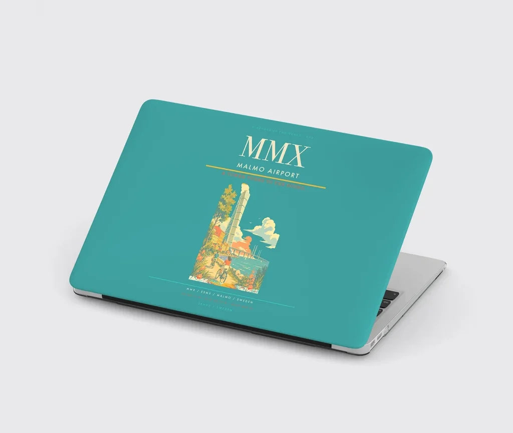 Malmo Airport (MMX) design on turquoise MacBook case