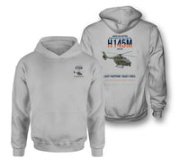 Thumbnail for Airbus Helicopters H145M LUH SOF design on light gray double-side hoodie, double-side print