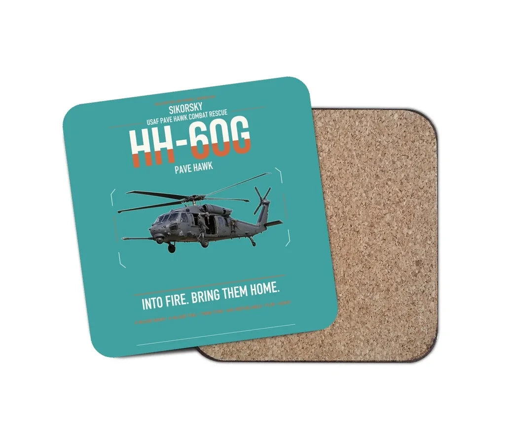 Sikorsky HH-60G Pave Hawk design on turquoise 1 piece coaster