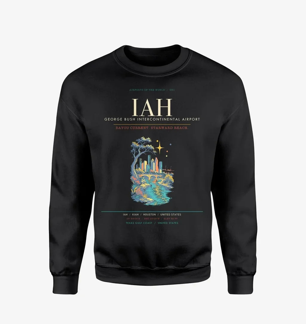 Houston George Bush Intercontinental Airport IAH Sweatshirt - Black
