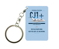 Thumbnail for Cessna Citation CJ1+ design on light blue designed key chain, double-side print