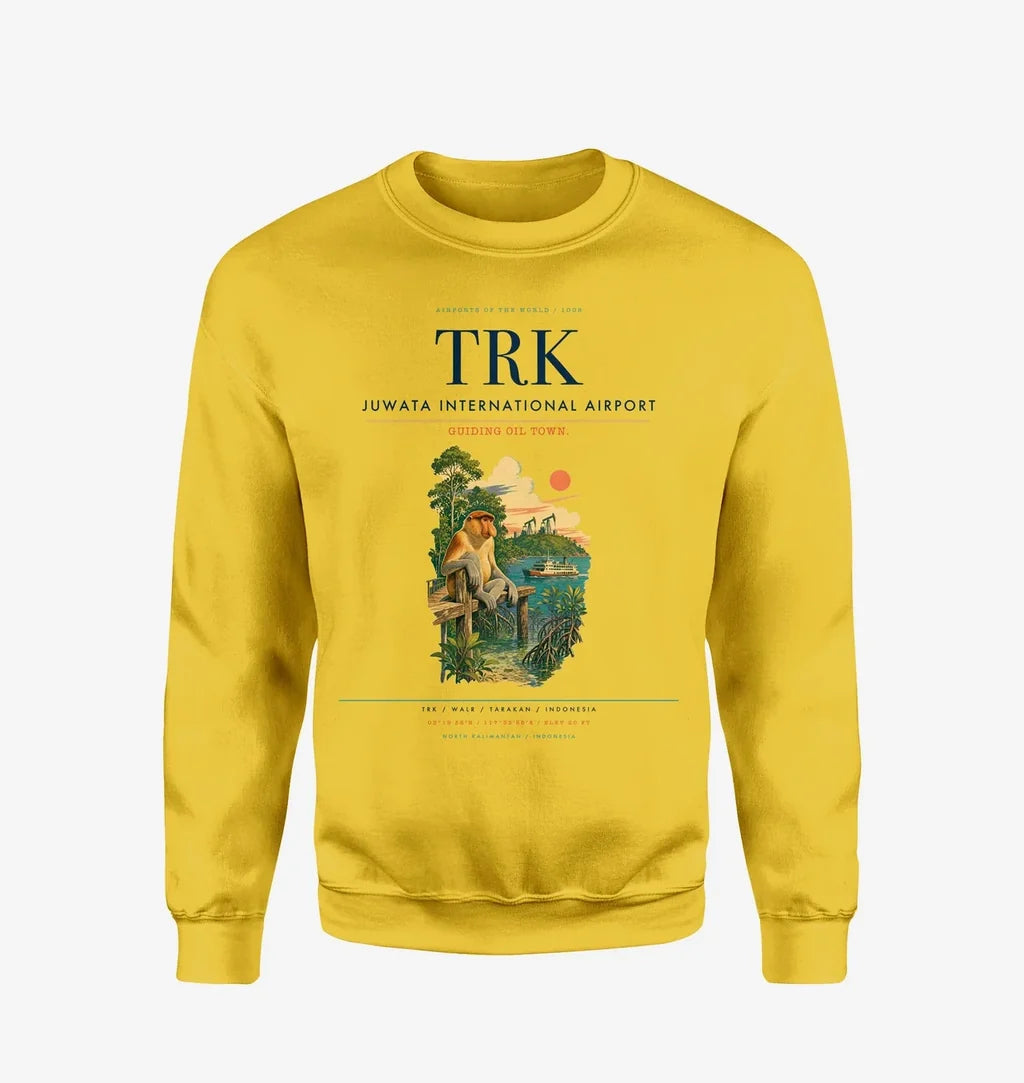 Juwata International Airport (TRK) design on yellow sweatshirt
