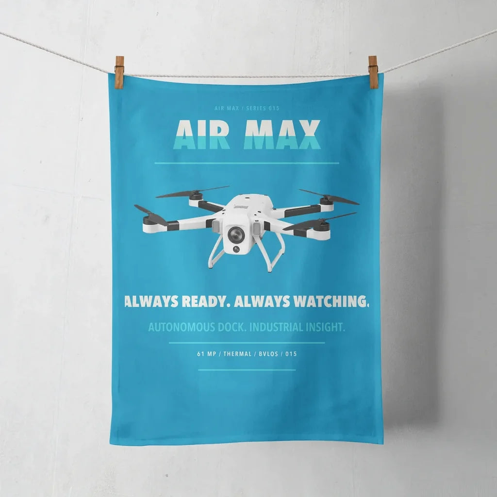 Percepto Air Max design on turquoise towel
