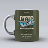 Thumbnail for Cessna 170B design on green army ceramic mug, double-side print