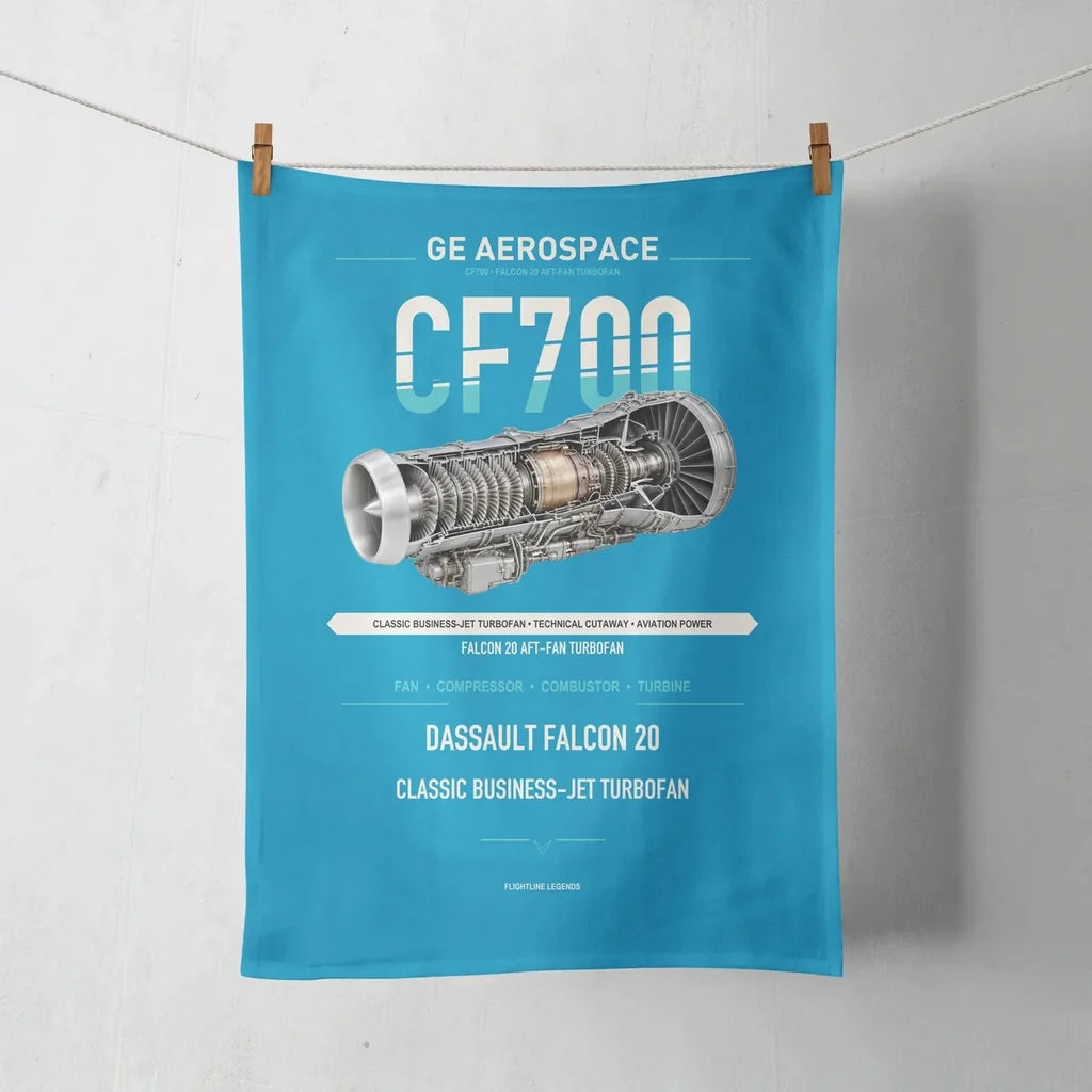 CF700 design on turquoise towel
