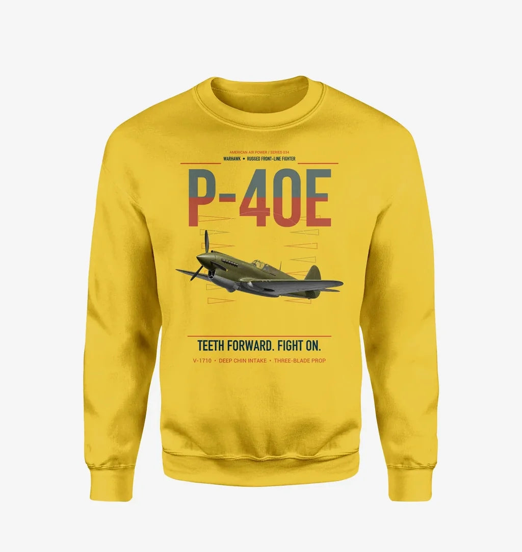 P-40E Warhawk design on yellow sweatshirt