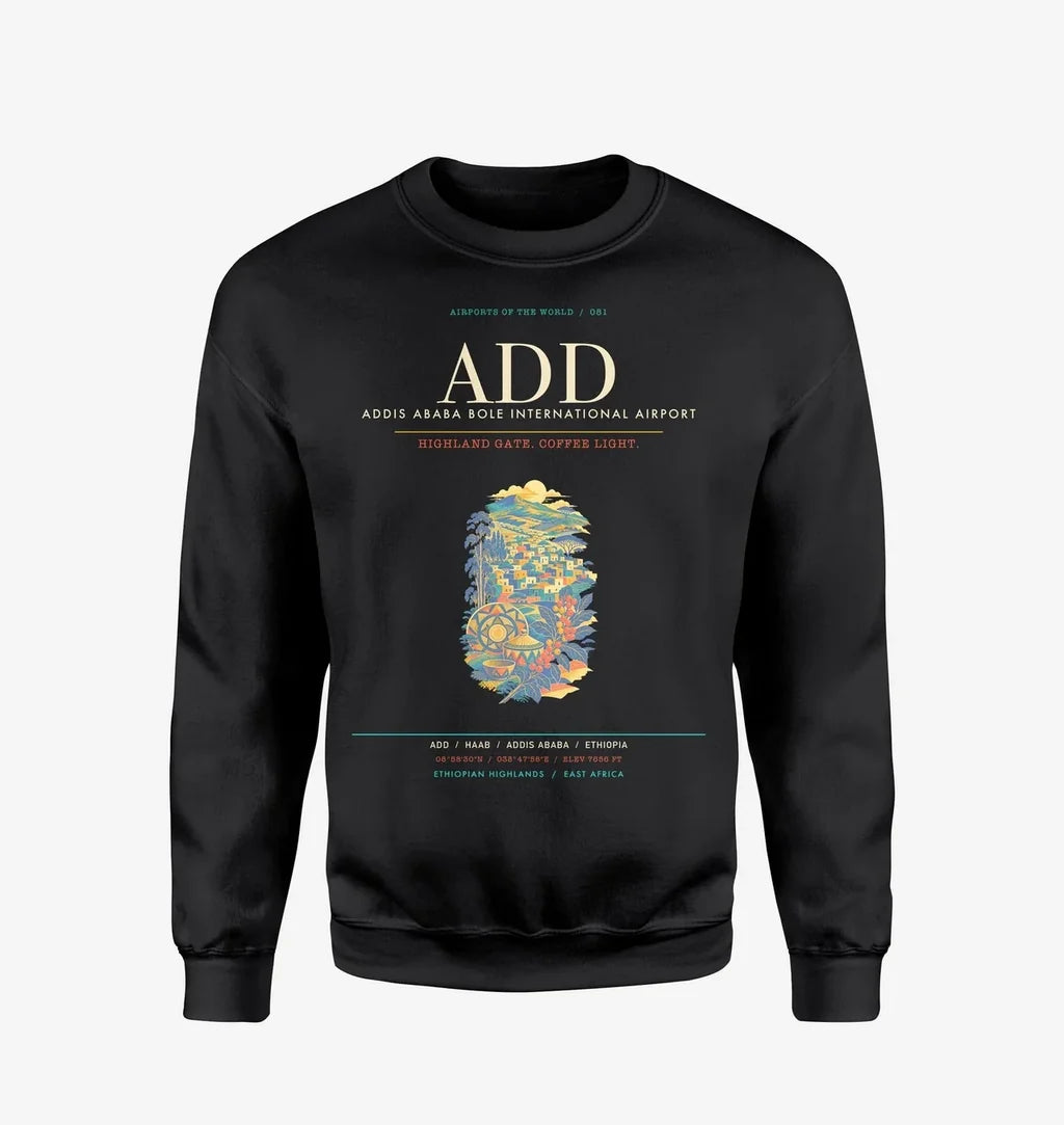 Addis Ababa Bole International Airport ADD Sweatshirt - Black
