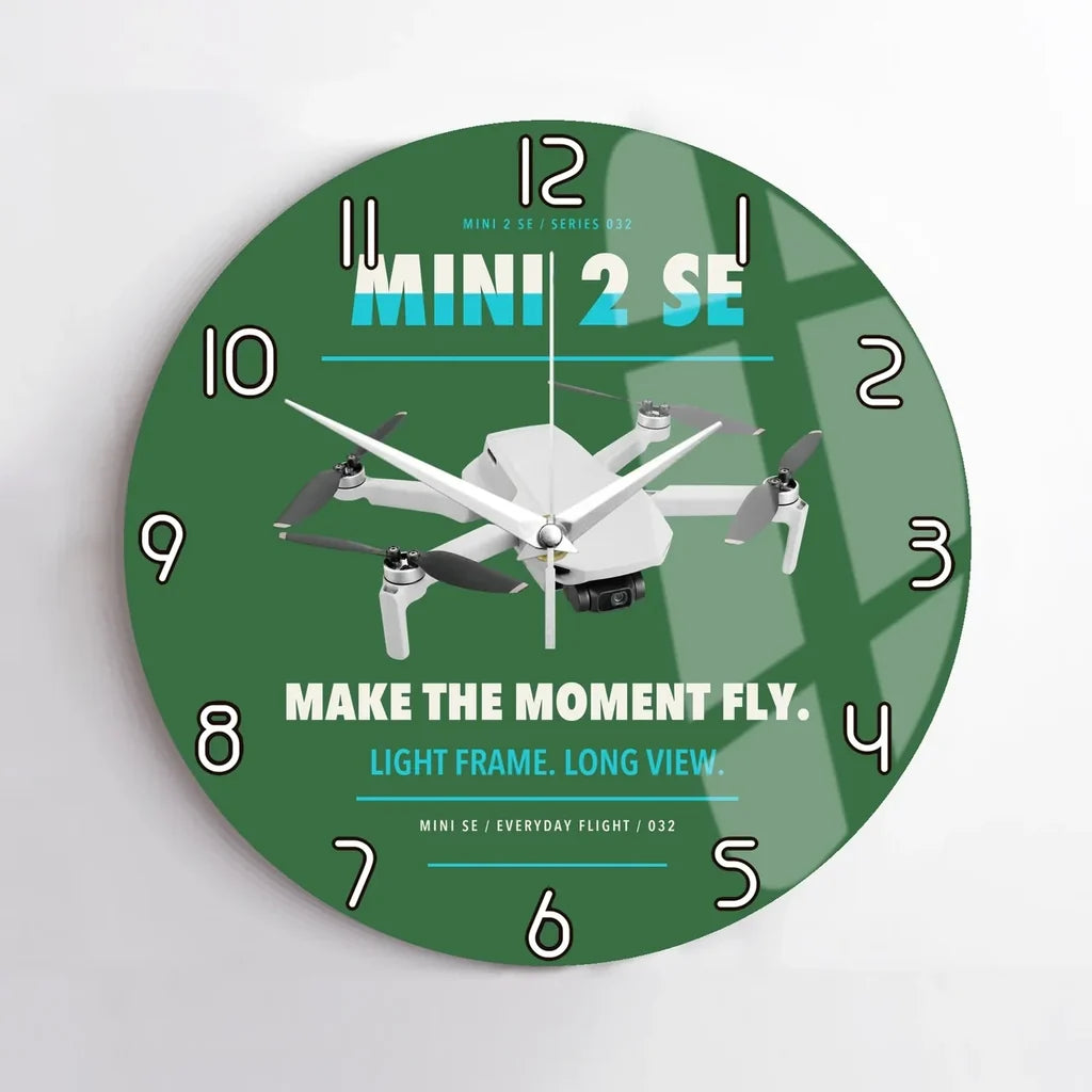 DJI Mini 2 SE design on green no frame wall clock