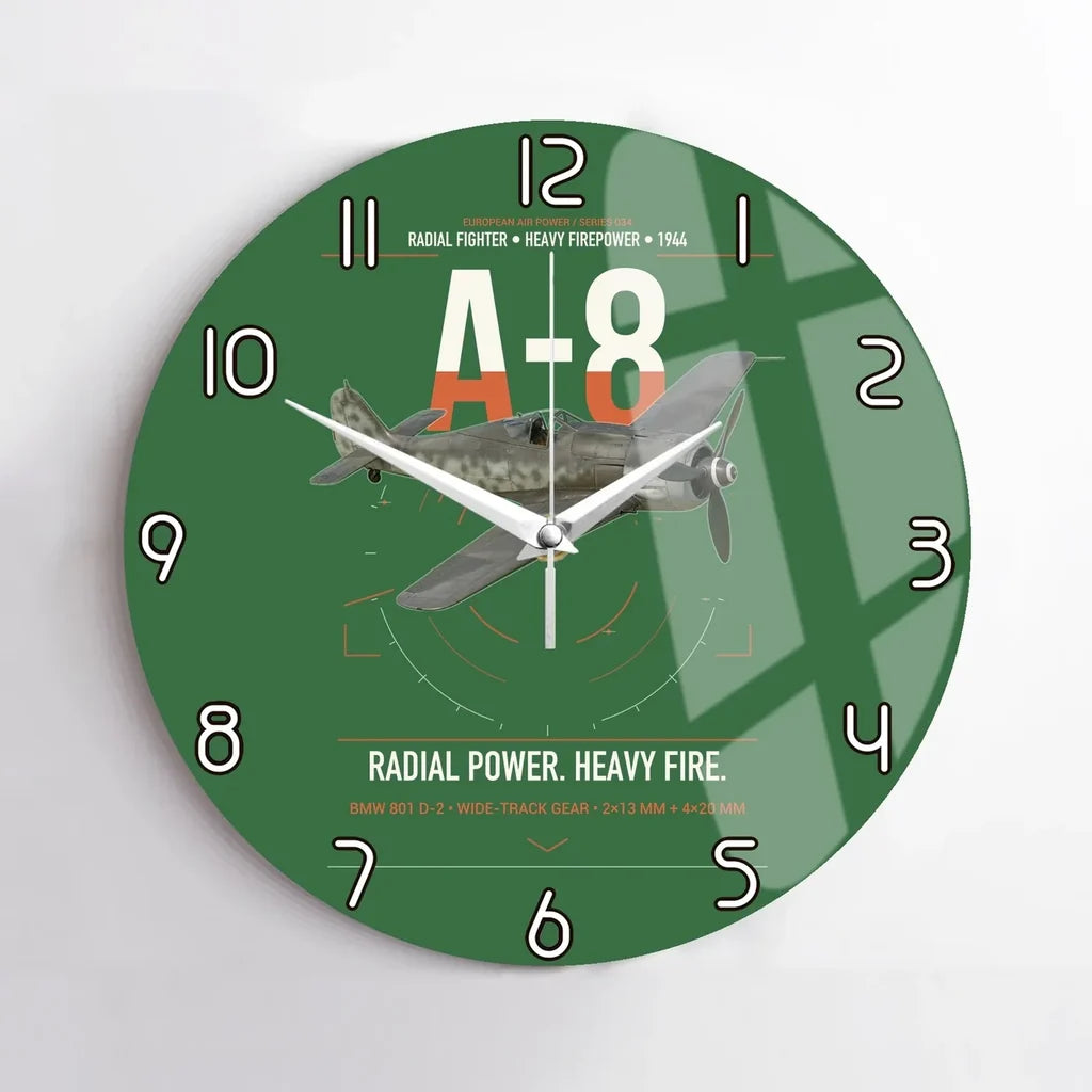 Focke-Wulf Fw 190A-8 design on green no frame wall clock