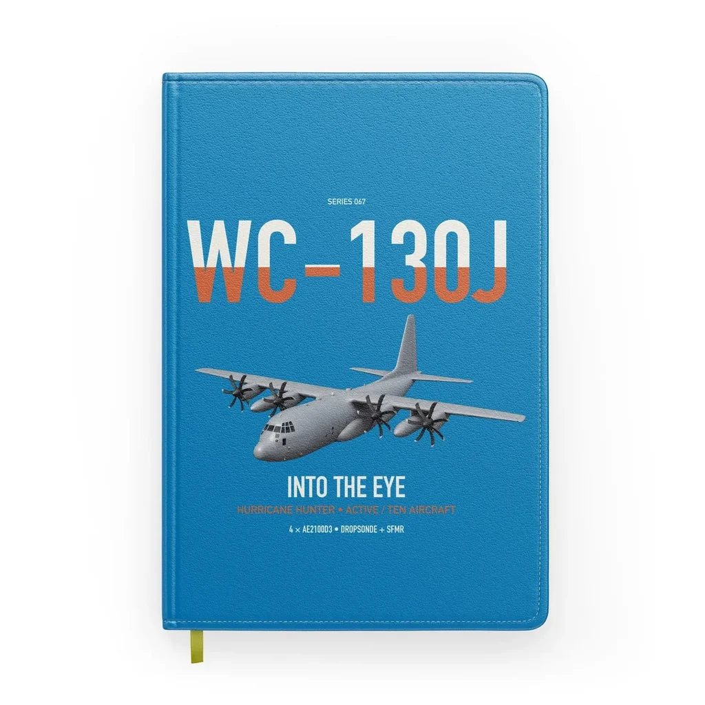 WC-130J Hurricane Hunter design on turquoise notebook