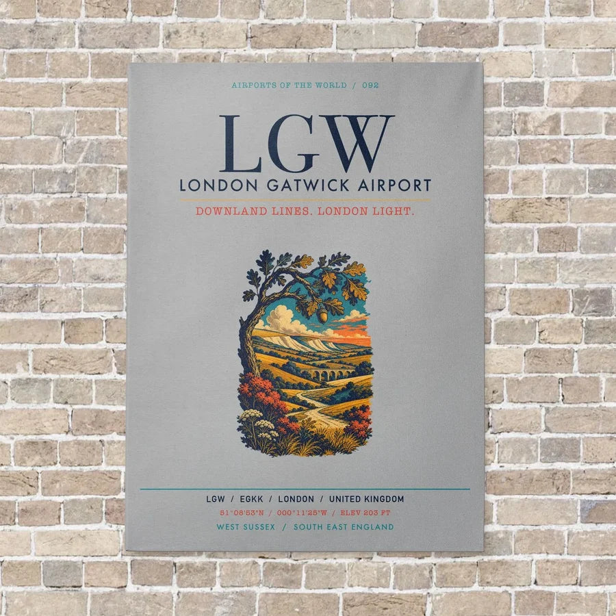 London Gatwick Airport LGW vertical canvas print - no frame - light gray background