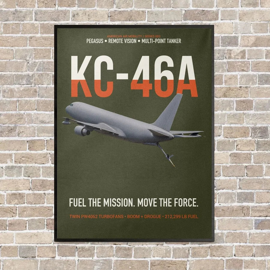 KC-46A PEGASUS vertical canvas print - framed - green army background