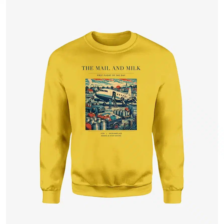 VINTAGE G4098 - The Mail And Milk - Designed Sweatshirts design on yellow