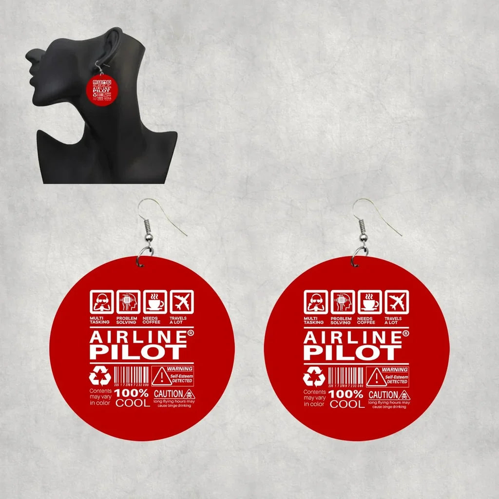 Airline Pilot Label Earrings - view 9