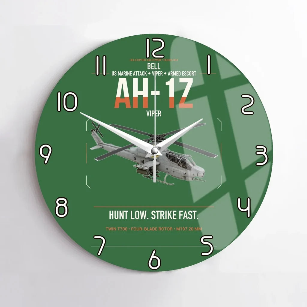 Bell AH-1Z Viper design on green no frame wall clock