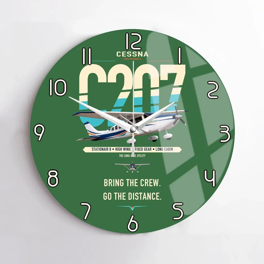 Cessna T207A Stationair 8 design on green no frame wall clock