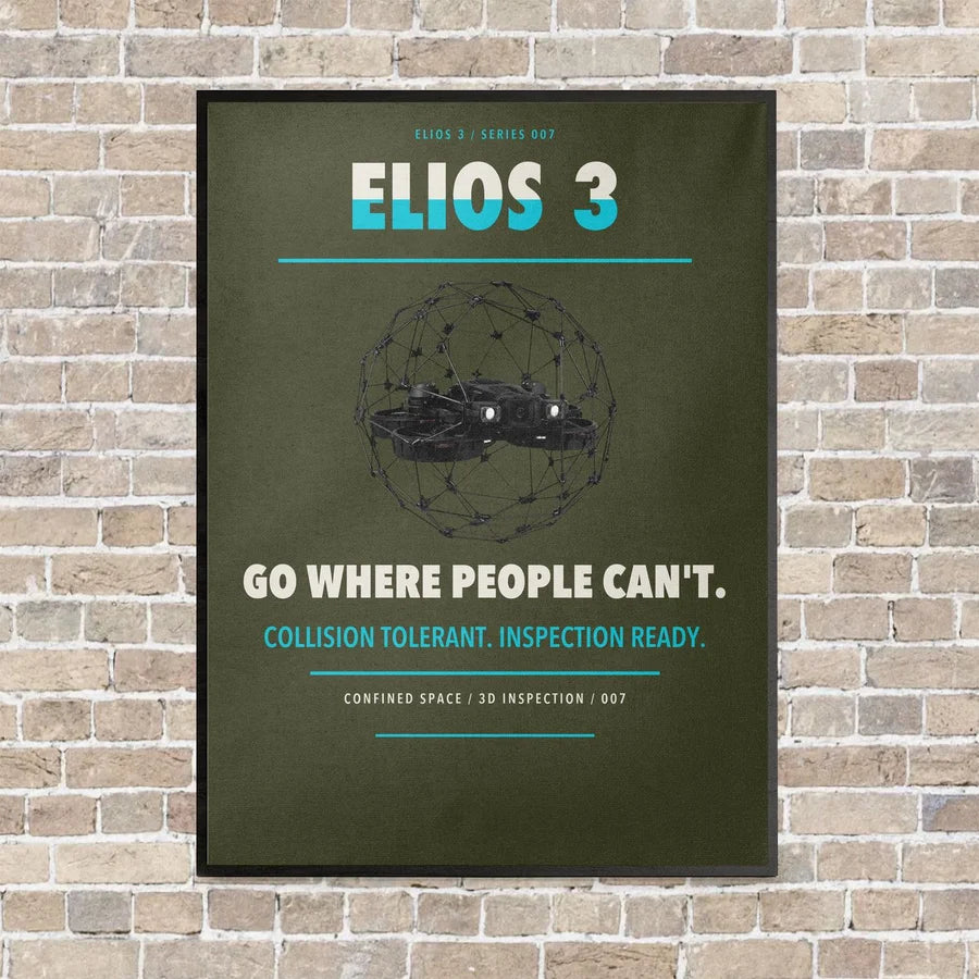Flyability Elios 3 vertical canvas print - framed - green army background