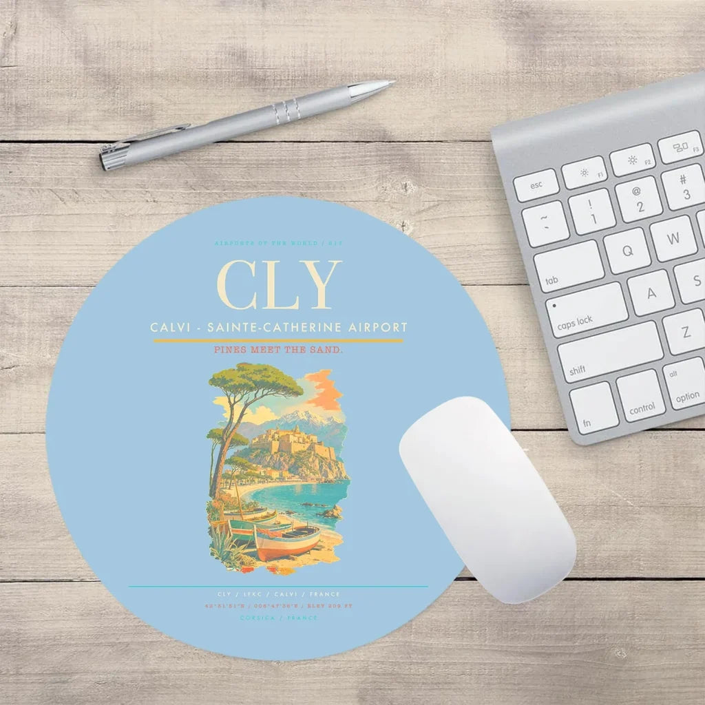 Calvi - Sainte-Catherine Airport CLY Mouse-Pad Round - Light Blue