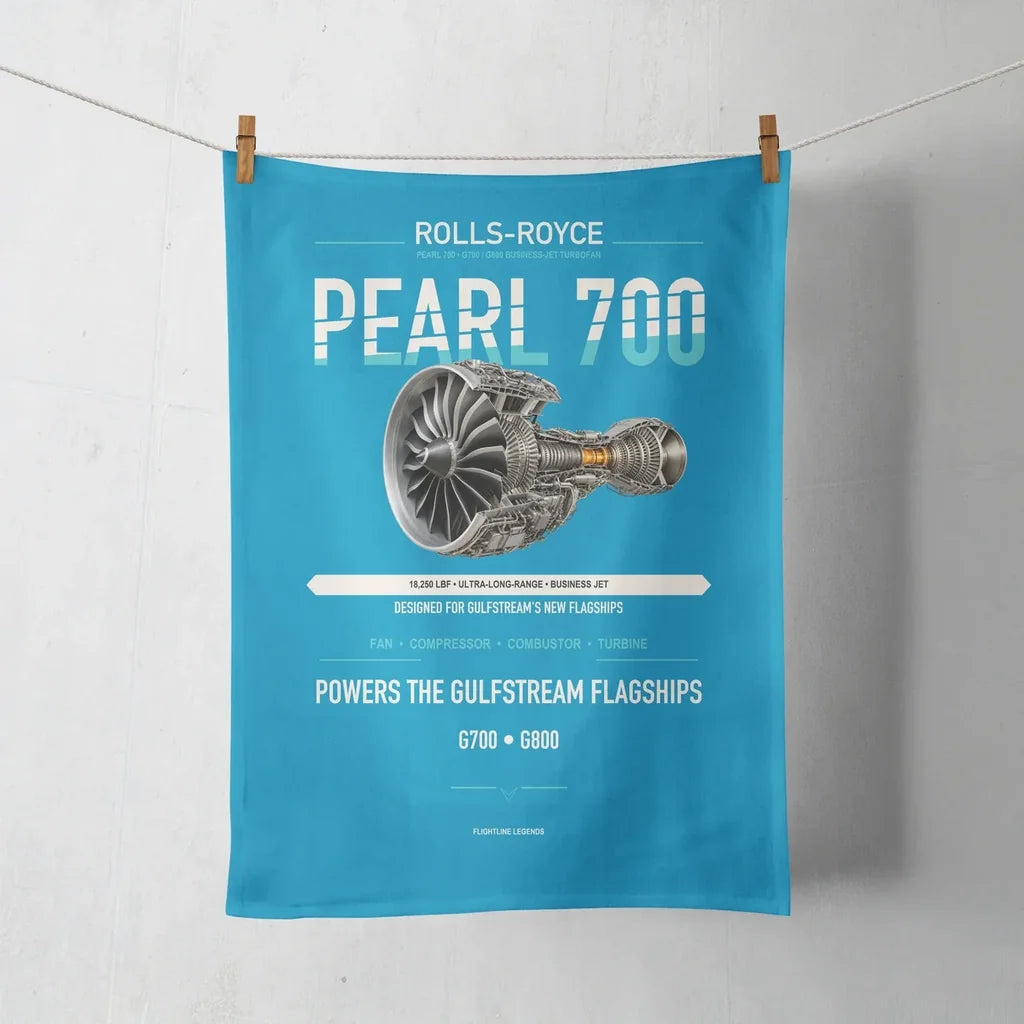 PEARL 700 design on turquoise towel