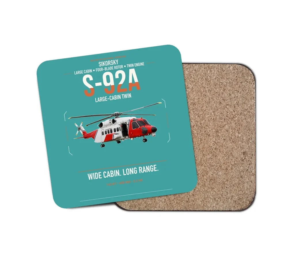 Sikorsky S-92A design on turquoise 1 piece coaster