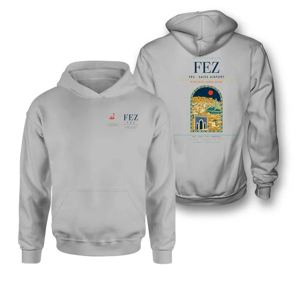 Fes (FEZ) design on light gray double-side hoodie