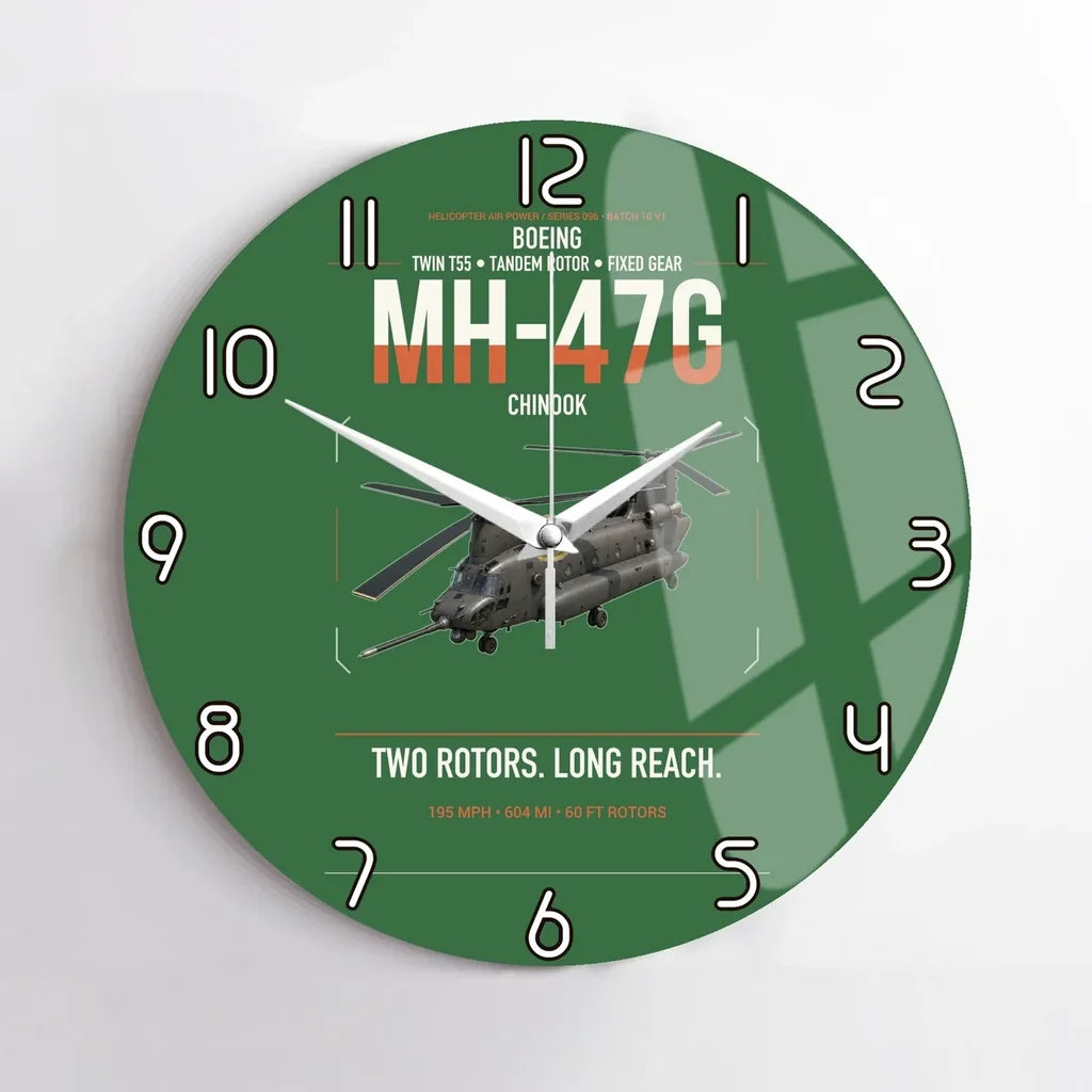 Boeing MH-47G Chinook design on green no frame wall clock