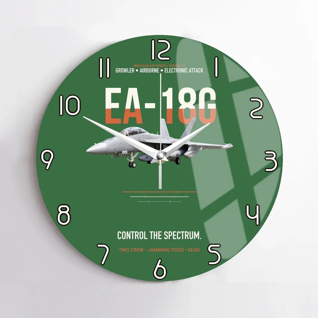 EA-18G Growler Control The Spectrum design on green no frame wall clock