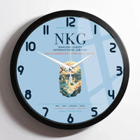 Thumbnail for Nanjing Lukou International Airport (NKG) design on light blue framed wall clock