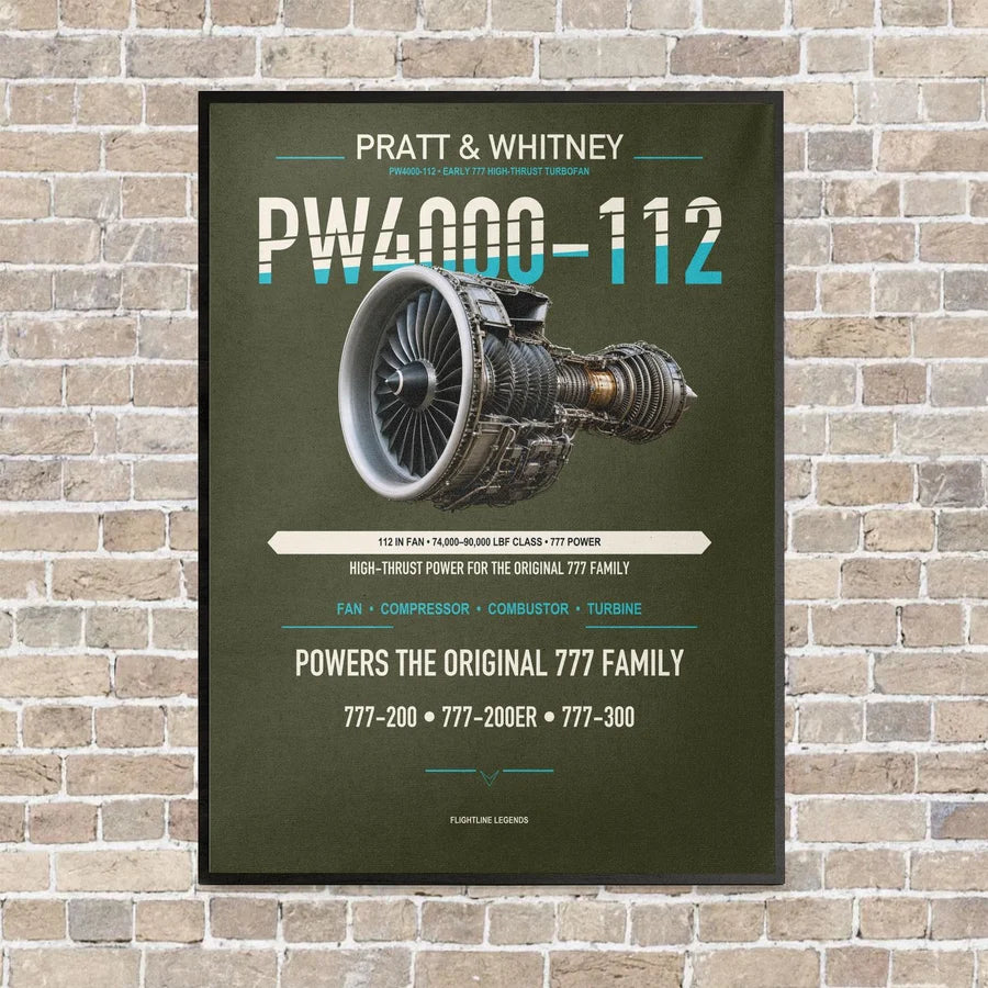 PW4000-112 vertical canvas print - framed - green army background