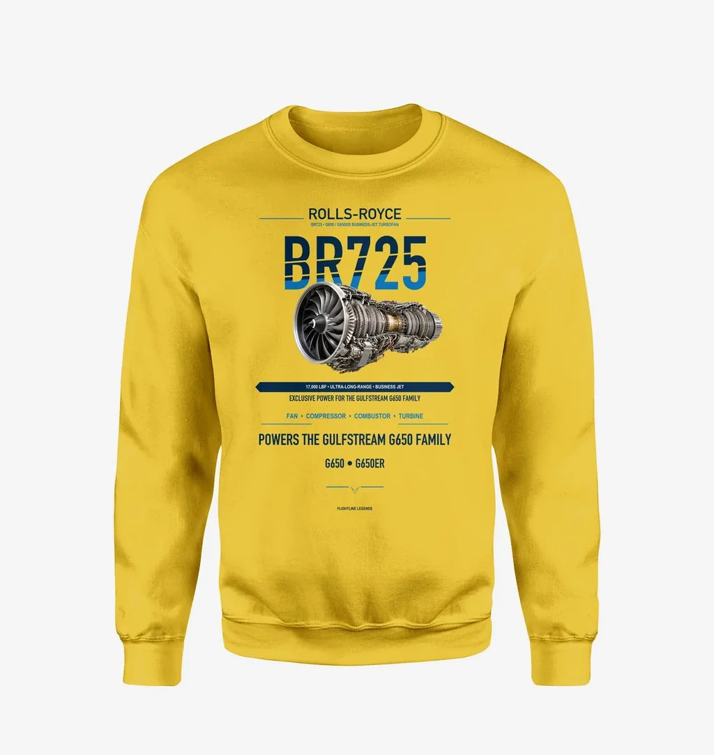 BR725 design on yellow sweatshirt